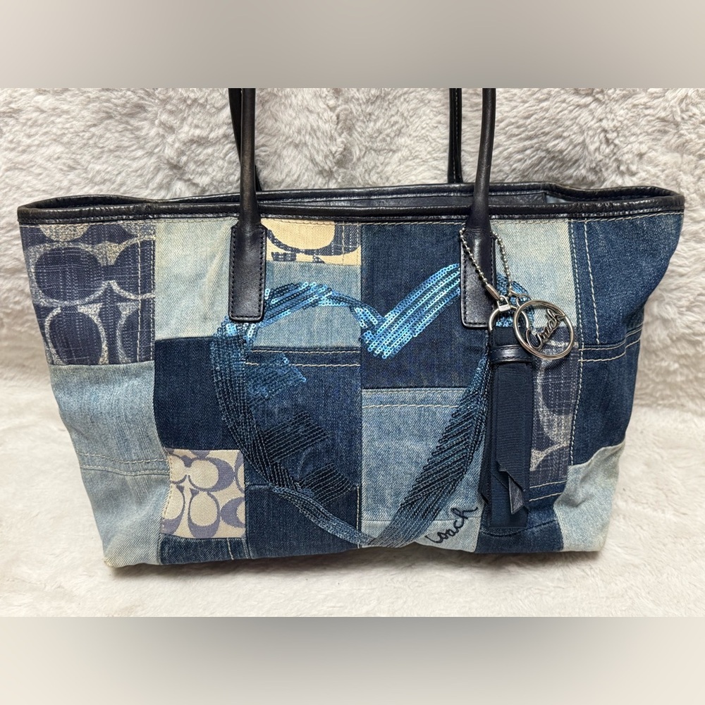 RARE Denim Coach Poppy Patchwork Tote Bag